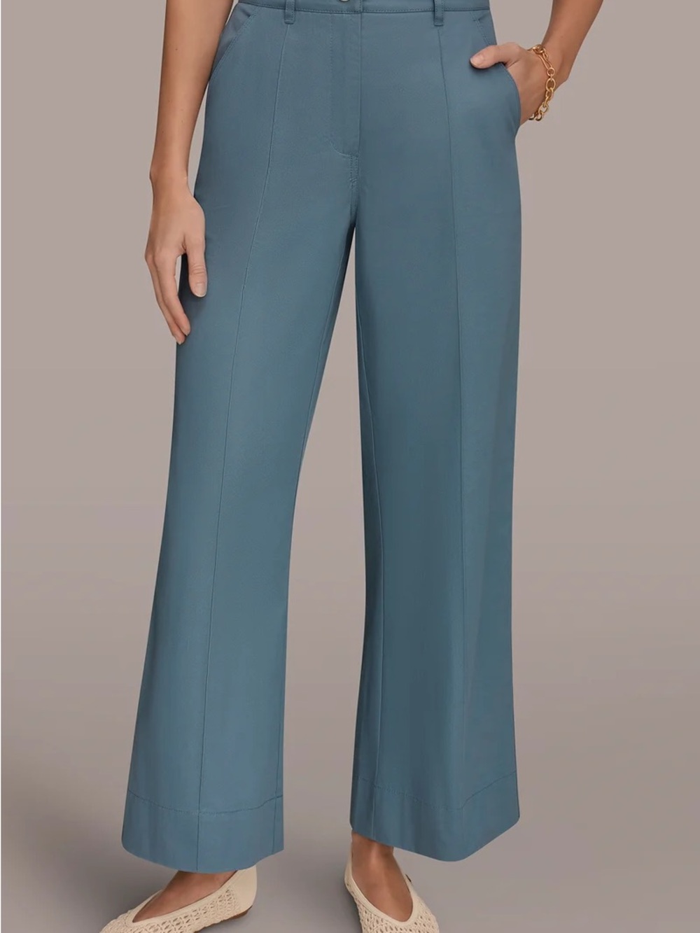 Donna Karan Wide-Leg Pants in Slate Teal - New with Tags.